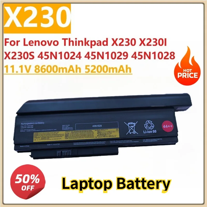 New Replacement Laptop Battery X230 8600mAh 5200mAh for Lenovo Thinkpad X230 X230I X230S 45N1024 45N1029 45N1028 45N1022 45N1021
New Replacement Laptop Battery X230 8600mAh 5200mAh for Lenovo Thinkpad X230 X230I X230S 45N1024 45N1029 45N1028 45N1022 45N1021
