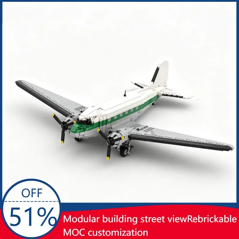 3134PCS DC-3 Airliner Vintage Aircraft MOC Model Custom Blocks DIY Assembly Educational Toy For Aviation Fans Display Xmas Gift
3134PCS DC-3 Airliner Vintage Aircraft MOC Model Custom Blocks DIY Assembly Educational Toy For Aviation Fans Display Xmas Gift
