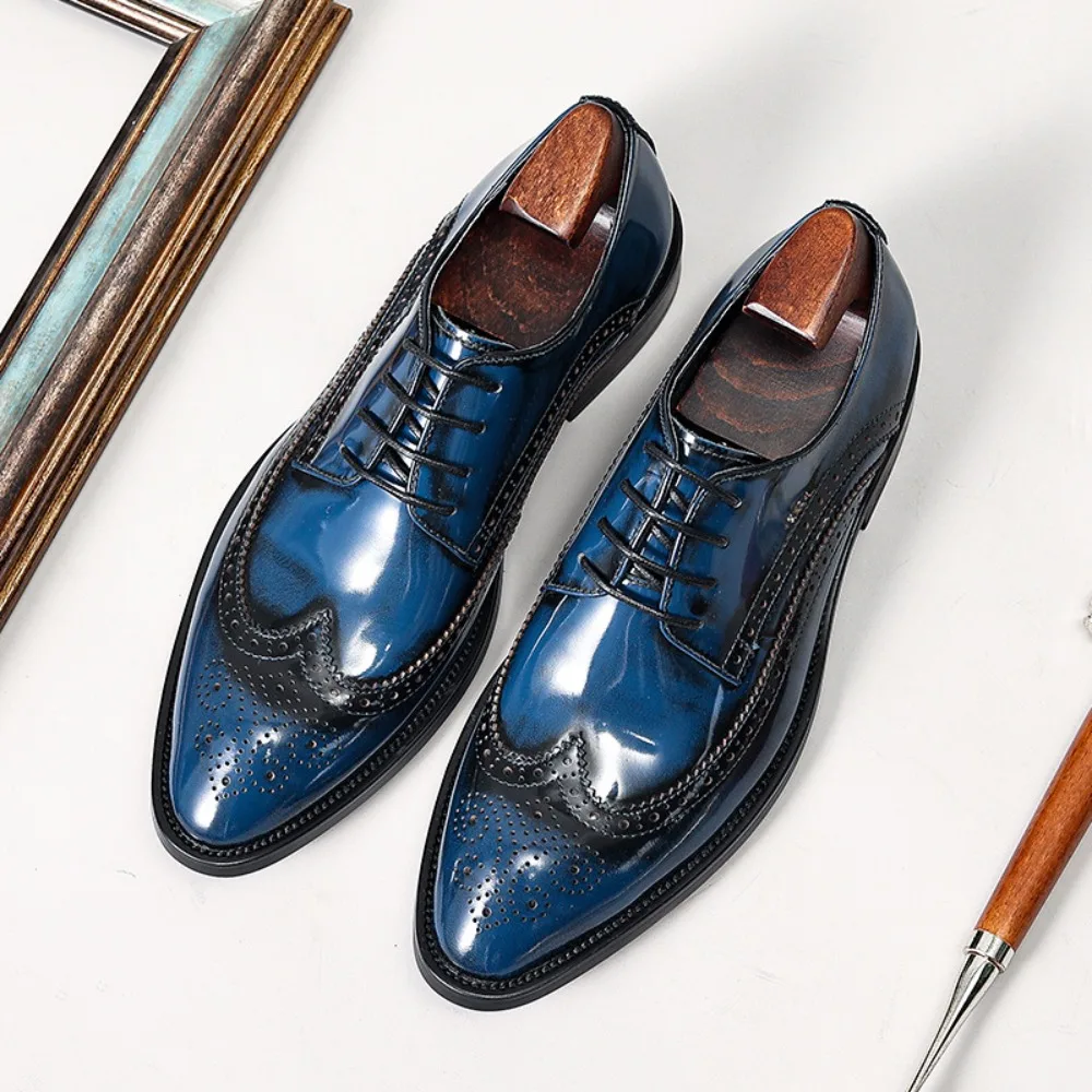 Blue Black Oxford Shoes Genuine Calfskin Leather Brogue Dress Shoes Classic Business Formal Shoes Man Handcrafted Mens
Blue Black Oxford Shoes Genuine Calfskin Leather Brogue Dress Shoes Classic Business Formal Shoes Man Handcrafted Mens