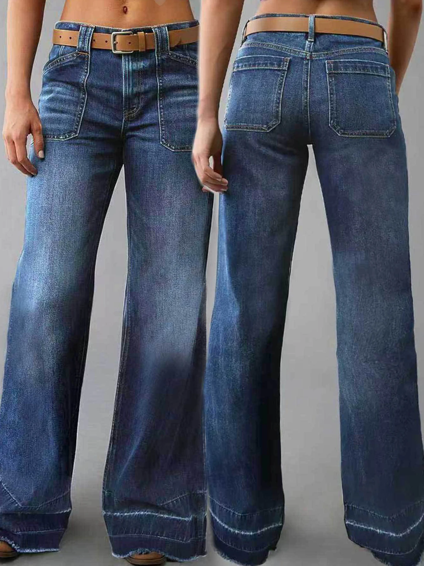 Women's Personalized Pocket Design Wide Leg Straight Leg Jeans, Comfortable Fit, Suitable for Daily Wear, Suitable for All Seaso
Women's Personalized Pocket Design Wide Leg Straight Leg Jeans, Comfortable Fit, Suitable for Daily Wear, Suitable for All Seaso