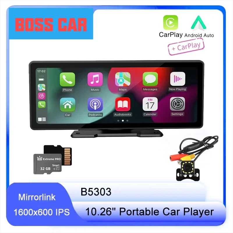 BOSSCAR 10.26" Portable MP5 CarPlayer Mirrorlink BT FM WIFI GPS MP5 AUX Car stereo wireless IOS Android Auto Multimedia carradio
BOSSCAR 10.26" Portable MP5 CarPlayer Mirrorlink BT FM WIFI GPS MP5 AUX Car stereo wireless IOS Android Auto Multimedia carradio