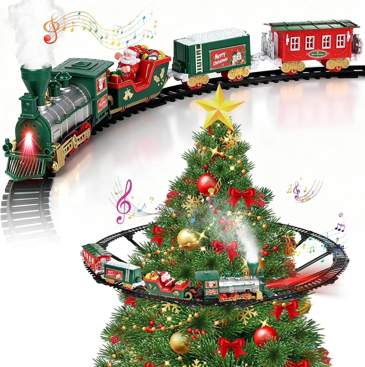 Hanging Christmas Train Set with Light/Smoke/Sound, Train Set Around Under The Christmas Tree, Best Christmas Decoration Indoor
Hanging Christmas Train Set with Light/Smoke/Sound, Train Set Around Under The Christmas Tree, Best Christmas Decoration Indoor