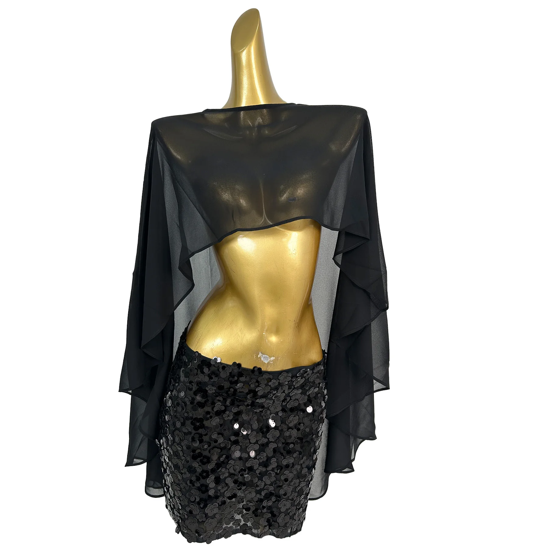 Chuju Flowy White Sheer Chiffon Capelet with 3D Floral Sequin Mini Skirt for Drag Queen Performances Weddings and Formal Parties
Chuju Flowy White Sheer Chiffon Capelet with 3D Floral Sequin Mini Skirt for Drag Queen Performances Weddings and Formal Parties