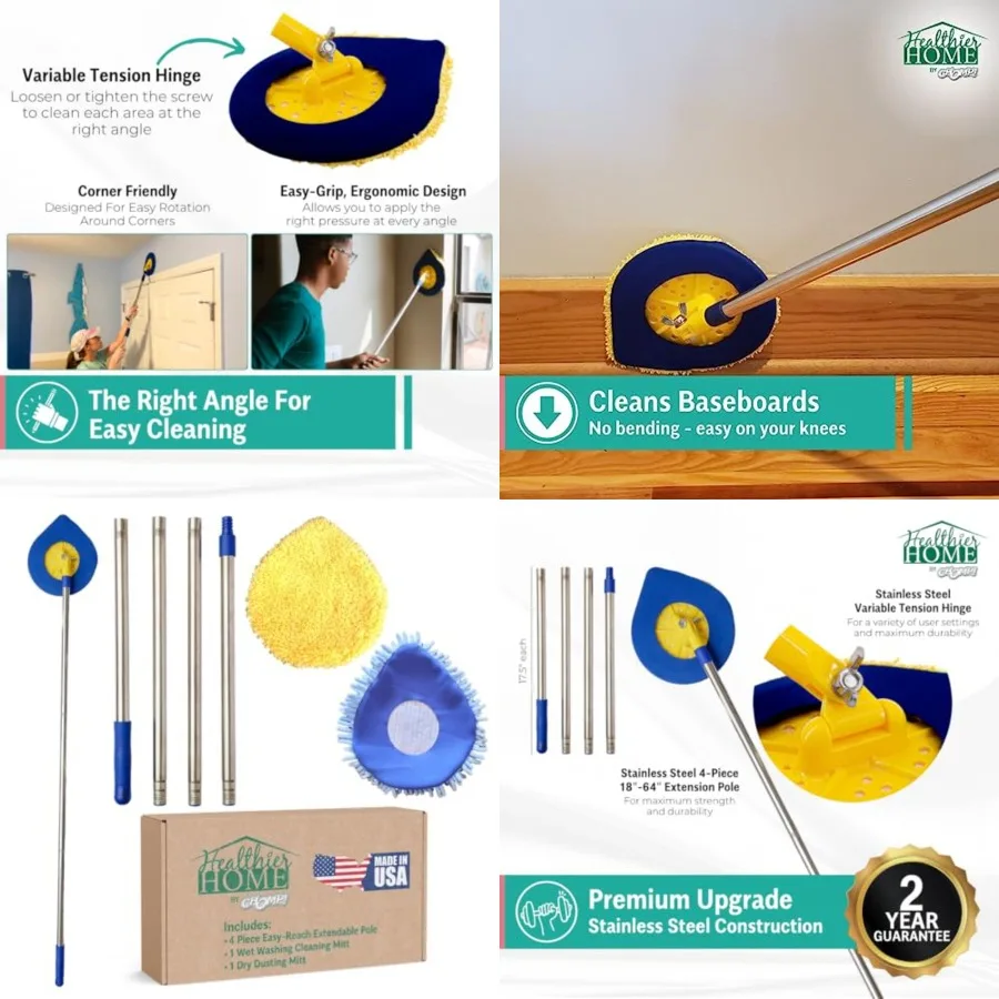 CHOMP Long Handle Wall Cleaner, 5 Minute CleanWalls Extendable Wall Washer, Ceiling Cleaner, Baseboard Duster, Telescoping Dry
CHOMP Long Handle Wall Cleaner, 5 Minute CleanWalls Extendable Wall Washer, Ceiling Cleaner, Baseboard Duster, Telescoping Dry