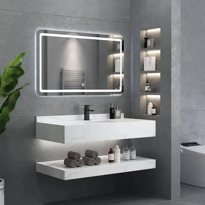 Trendy Organizer Bathroom Cabinet Double-layered Rock Slab Connection Ceramic Bathroom Cabinet Nordic Gabinete Unique Furniture
Trendy Organizer Bathroom Cabinet Double-layered Rock Slab Connection Ceramic Bathroom Cabinet Nordic Gabinete Unique Furniture