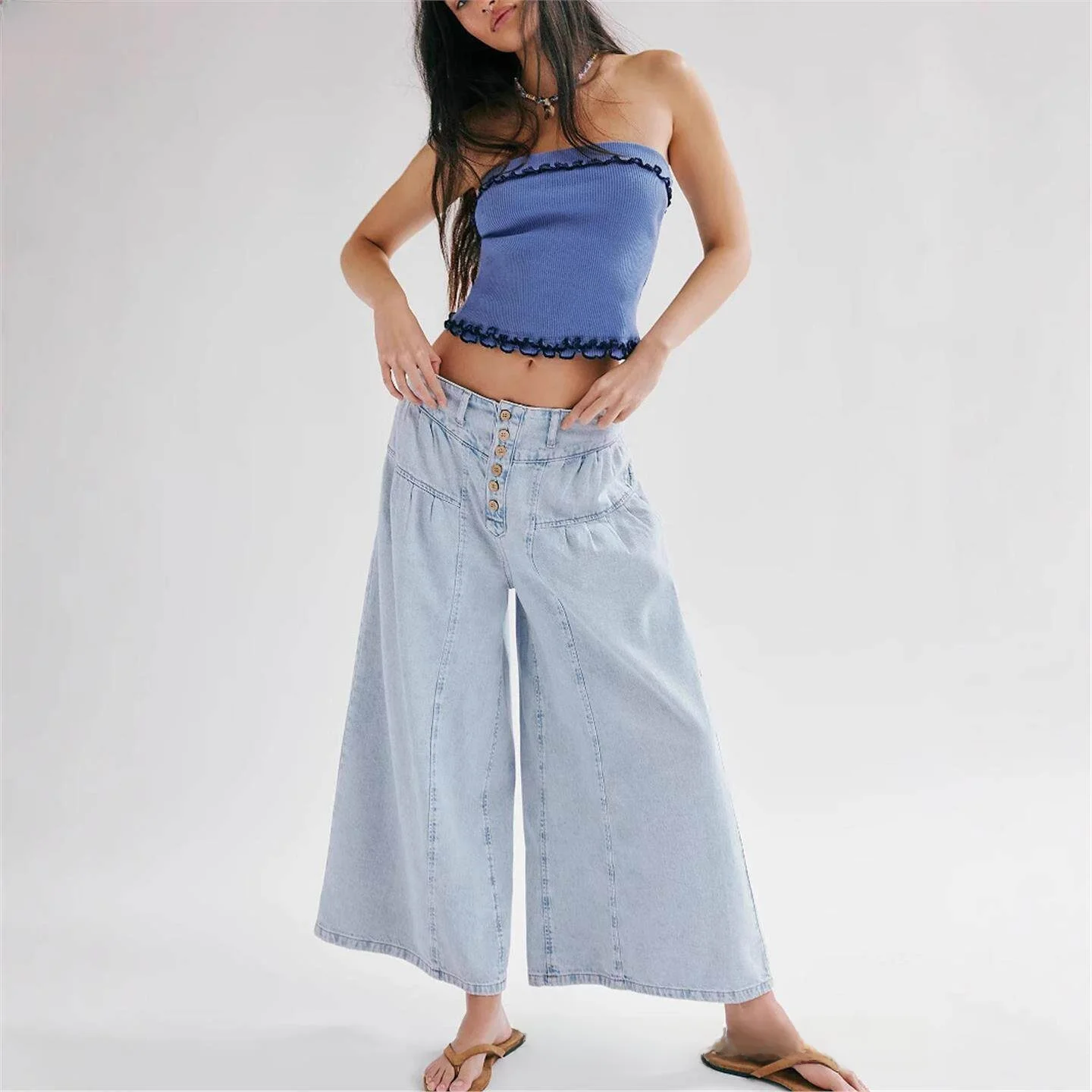 Loose Wide Leg Jeans Women's Elastic Waist Pleated Casual Fashion Set Sizing Chinese Brand LinJ Spicy Girl New Arrival
Loose Wide Leg Jeans Women's Elastic Waist Pleated Casual Fashion Set Sizing Chinese Brand LinJ Spicy Girl New Arrival
