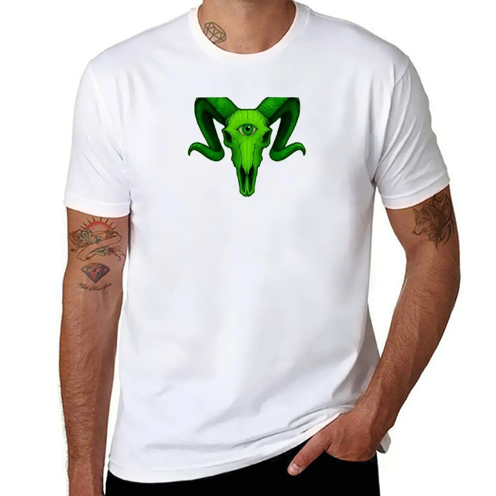 Evil Third Eye Green Sabbatic Goat Skull T-Shirt g man t shirts for men anime t shirts oversize T-Shirt
Evil Third Eye Green Sabbatic Goat Skull T-Shirt g man t shirts for men anime t shirts oversize T-Shirt