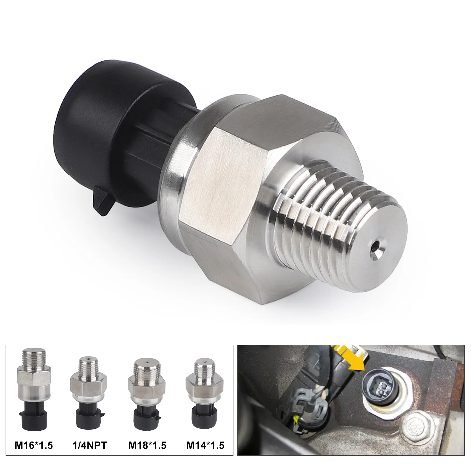 CNSPEED Универсальный датчик давления масла 1/4NPT M14*1,5 M16*1,5 M18*1,5 Датчик давления топлива подходит для автомобильных грузовиков 12 В/24 В
CNSPEED Универсальный датчик давления масла 1/4NPT M14*1,5 M16*1,5 M18*1,5 Датчик давления топлива подходит для автомобильных грузовиков 12 В/24 В