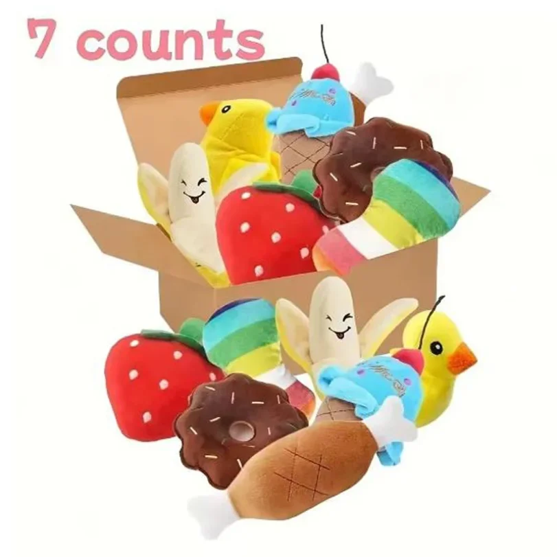 A 7-piece set of puppy sound toys, loose plush pet chewing, plush fruit snacks and vegetable puppy toys, suitable for pet play
A 7-piece set of puppy sound toys, loose plush pet chewing, plush fruit snacks and vegetable puppy toys, suitable for pet play