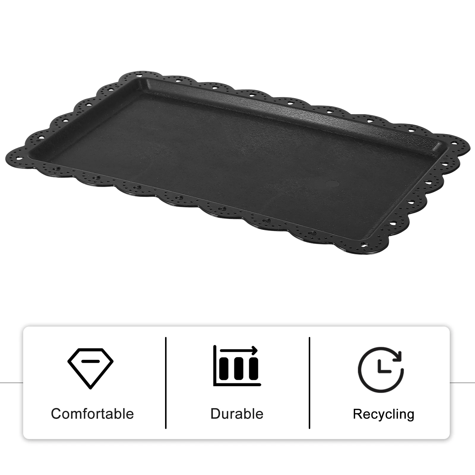 2Pcs Rectangular Cake Display Tray Multi-Purpose Plastic Food Tray with Flower Design European Style Serving Plate for Snacks