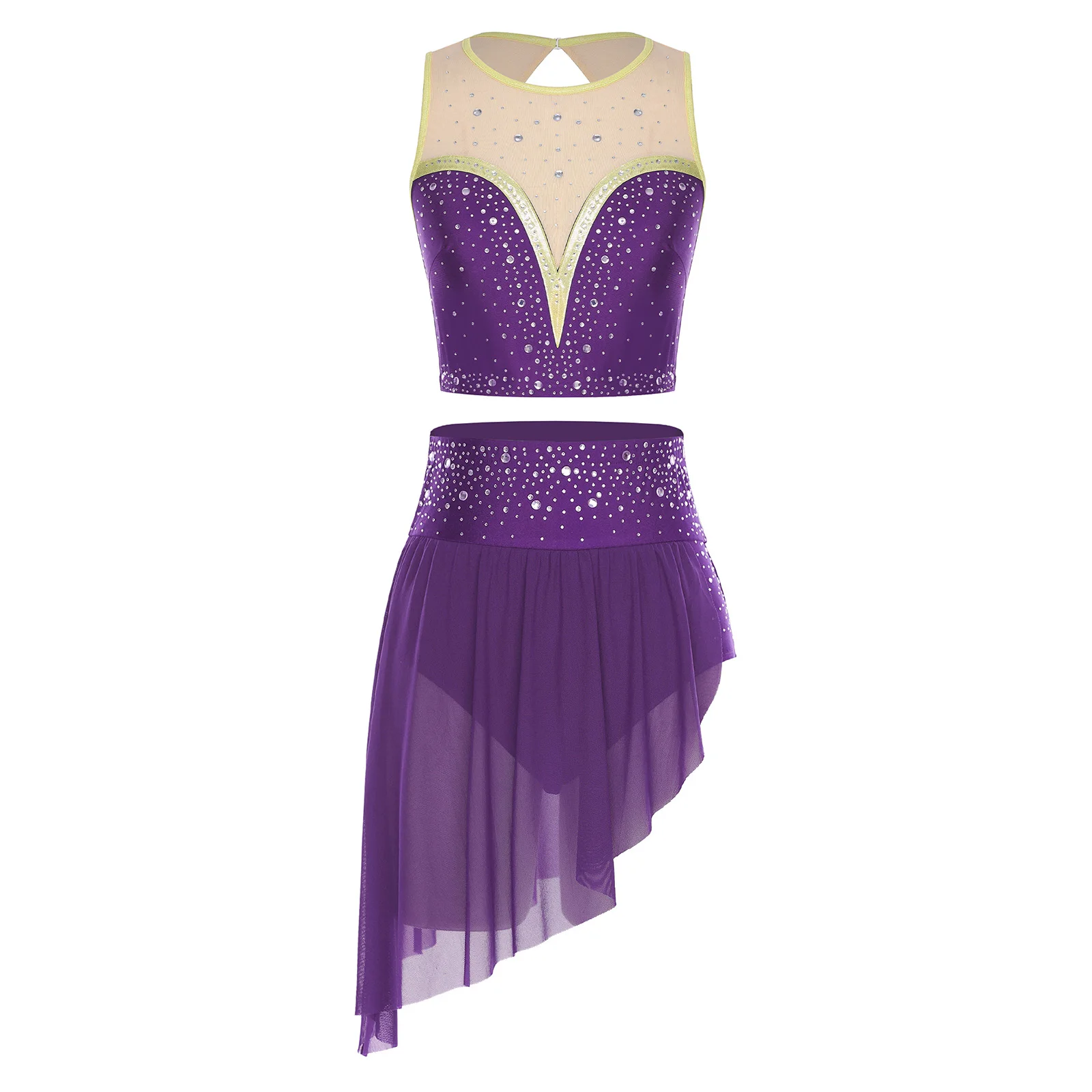 Womens Gymnastics Modern Lyrical Dancewear Sleeveless Back Hollow Out Latin Ballet Crop Tops And Skirt for Stage Prom Dance Show
Womens Gymnastics Modern Lyrical Dancewear Sleeveless Back Hollow Out Latin Ballet Crop Tops And Skirt for Stage Prom Dance Show