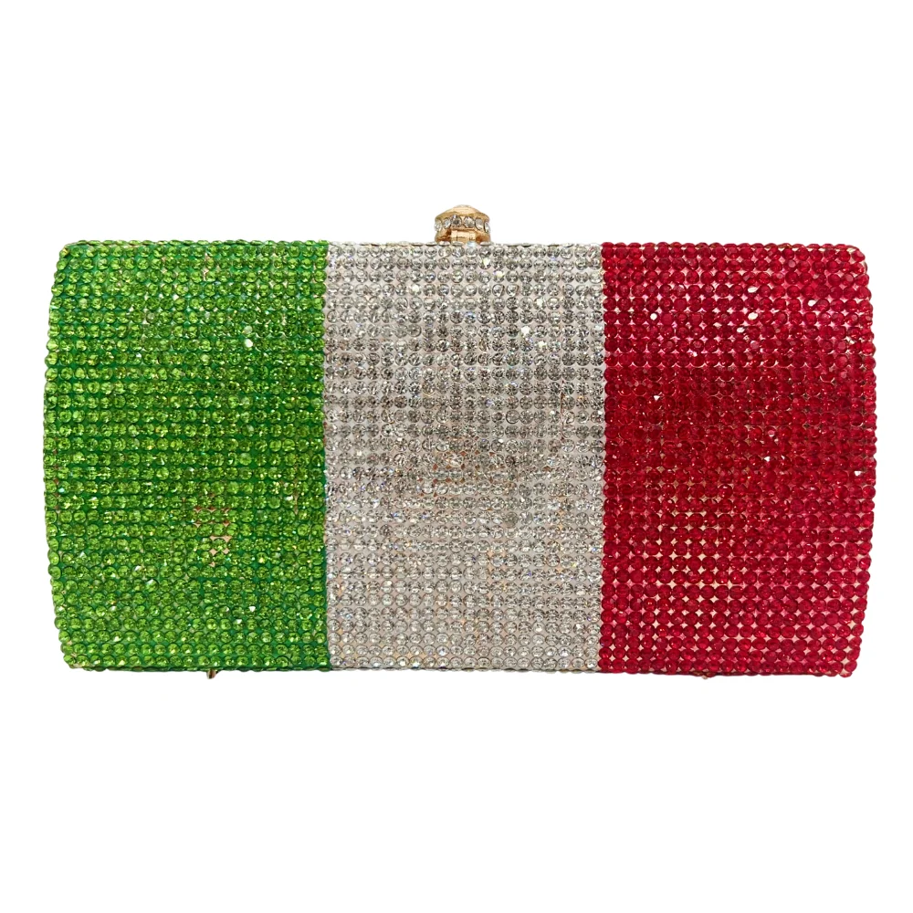 High Quality Luxury Italy Flag Shaped Diamond Bag, Diamond Wedding Party, Handbag, Evening Bag, Crystal Clutch 
High Quality Luxury Italy Flag Shaped Diamond Bag, Diamond Wedding Party, Handbag, Evening Bag, Crystal Clutch