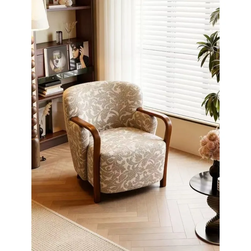 Retro style fabric casual single sofa chair living room bedroom medieval homestay designer log armchair
Retro style fabric casual single sofa chair living room bedroom medieval homestay designer log armchair