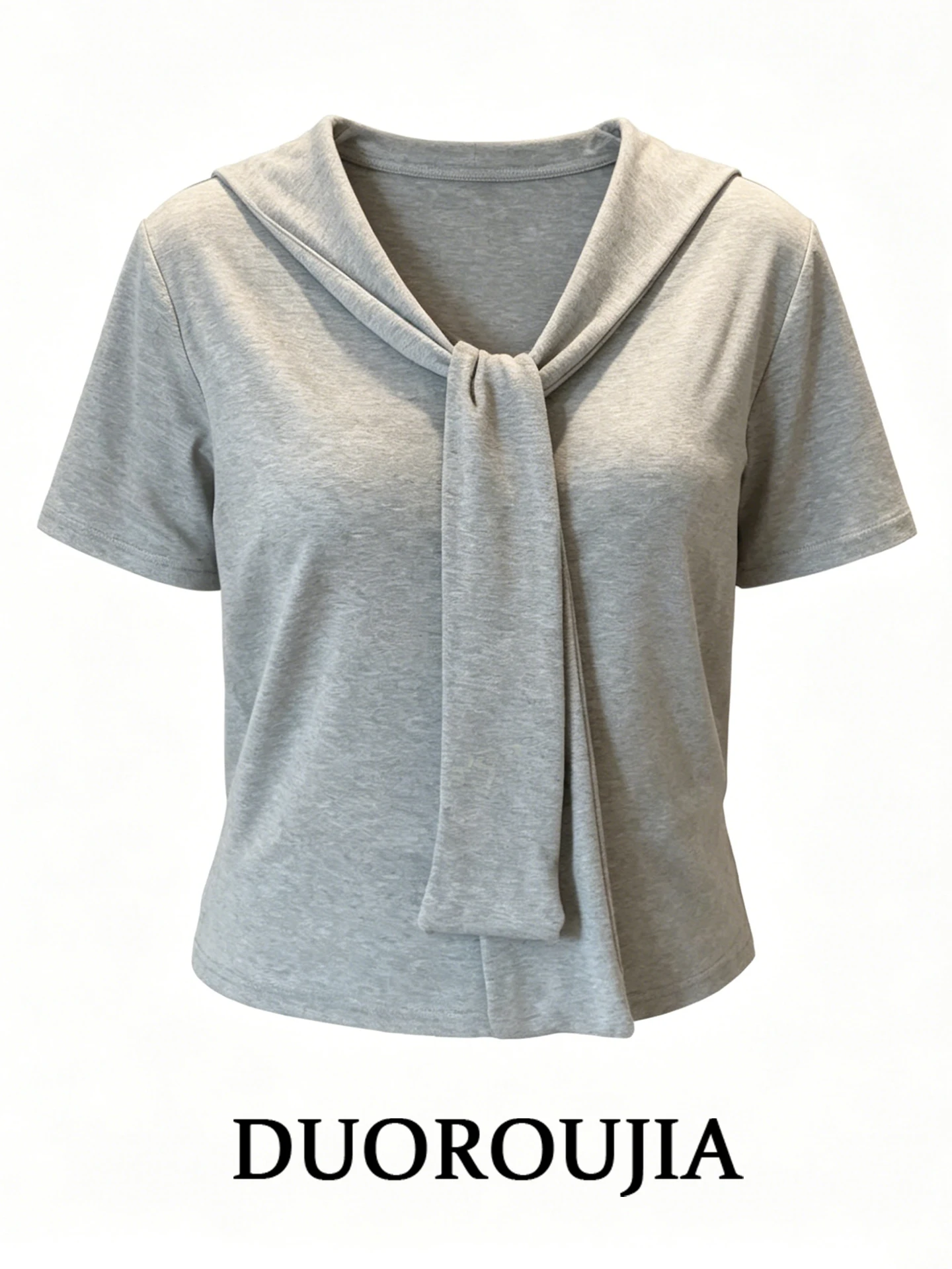plus Size Korean Style V-Neck Short Sleeve T-Shirt Women Summer Slimming Casual Versatile Top Gray Belted Loose Fit Shirt
plus Size Korean Style V-Neck Short Sleeve T-Shirt Women Summer Slimming Casual Versatile Top Gray Belted Loose Fit Shirt