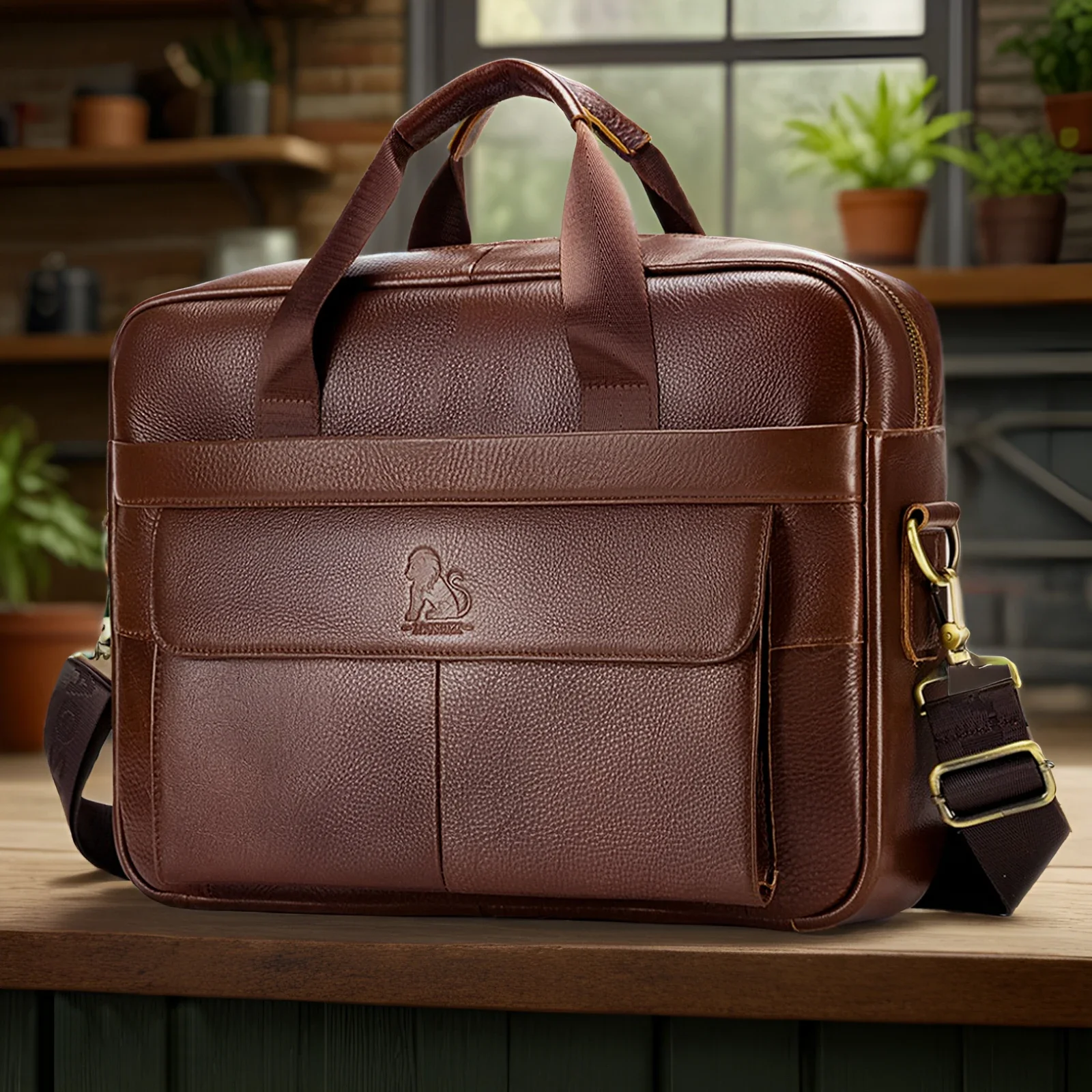 Genuine Leather Men's Briefcase Large Capacity Crossbody Computer Bag with Single Shoulder Strap Luggage Fixing Belt
Genuine Leather Men's Briefcase Large Capacity Crossbody Computer Bag with Single Shoulder Strap Luggage Fixing Belt