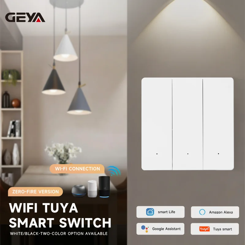 GEYA 1/2/3 Gang WiFi Smart Wall Switch - 86-Type, Push-Button Design (Line-Neutral Version)
GEYA 1/2/3 Gang WiFi Smart Wall Switch - 86-Type, Push-Button Design (Line-Neutral Version)