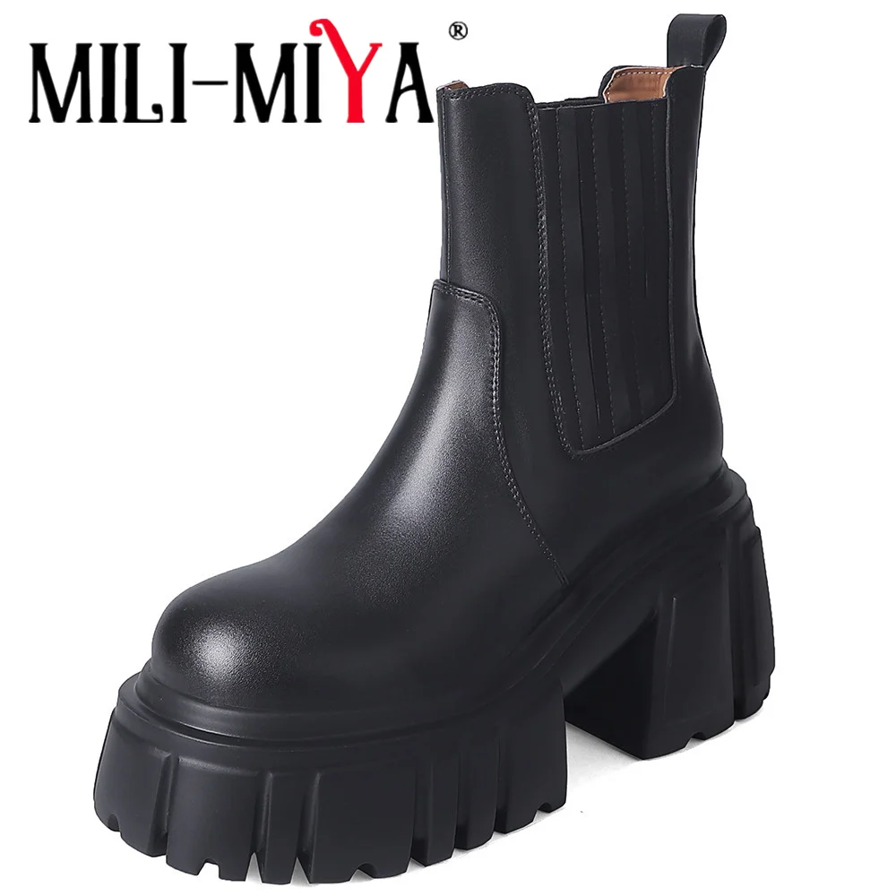 MILI-MIYA New Arrival Lightweight Foam Thick Sole Women Cow Leather Ankle Boots Round Toe Thick Heels Slip On Handmade For Ladie
MILI-MIYA New Arrival Lightweight Foam Thick Sole Women Cow Leather Ankle Boots Round Toe Thick Heels Slip On Handmade For Ladie