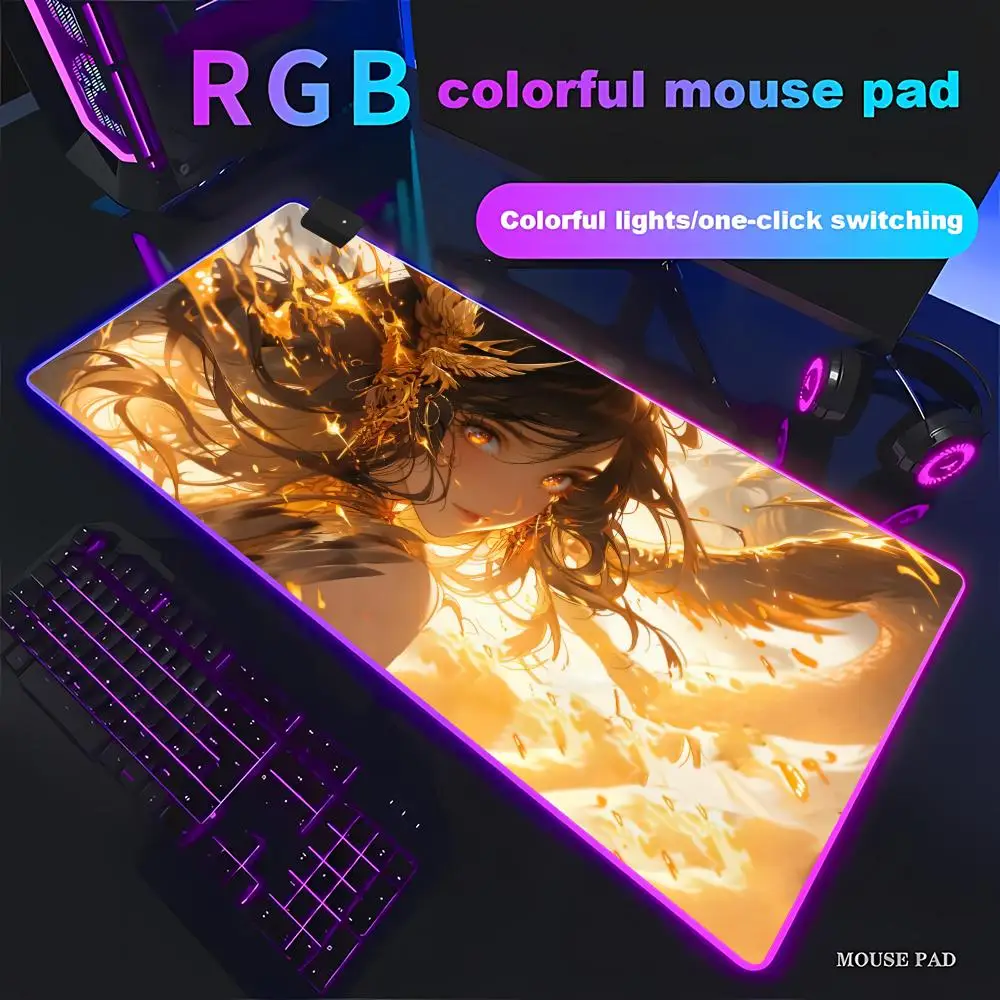 HYBXAXC Anime Golden Phoenix Girl Mouse Pad, Aesthetic Fire Phoenix,Anime Aesthetic Decor RGB Gaming Mouse Gamer Large LED Light
HYBXAXC Anime Golden Phoenix Girl Mouse Pad, Aesthetic Fire Phoenix,Anime Aesthetic Decor RGB Gaming Mouse Gamer Large LED Light