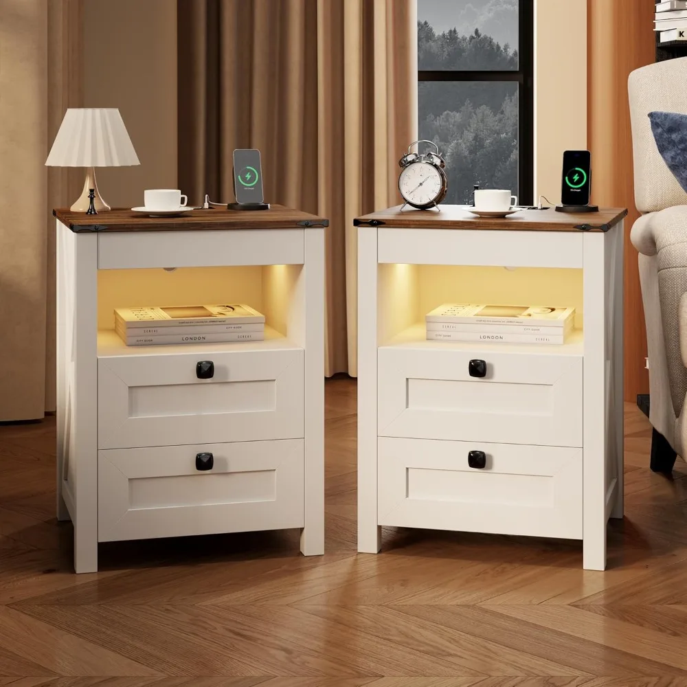 Night Stand with Drawer, Farmhouse Bedside Table with Charging Station, Gun Nightstand with LED Light
Night Stand with Drawer, Farmhouse Bedside Table with Charging Station, Gun Nightstand with LED Light