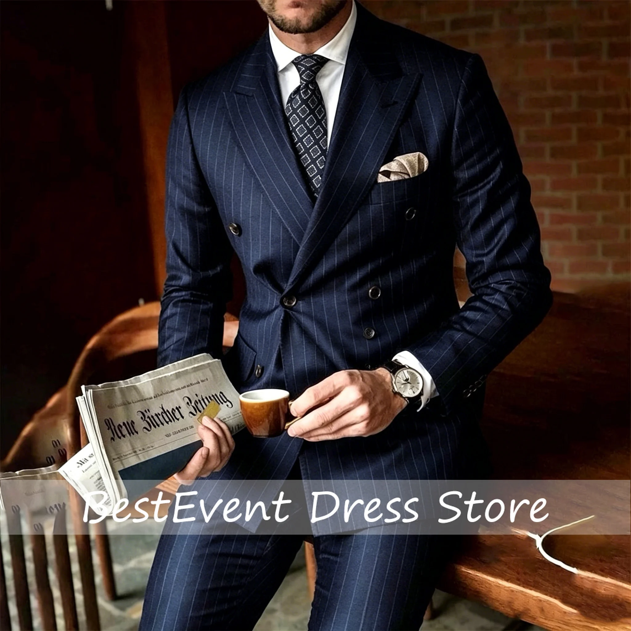 Stripe Men's 2 Piece Suits Double Breasted Lapel Slim Fit Man Clothes Groom Wedding Business Office Blazers Homme Customized
Stripe Men's 2 Piece Suits Double Breasted Lapel Slim Fit Man Clothes Groom Wedding Business Office Blazers Homme Customized