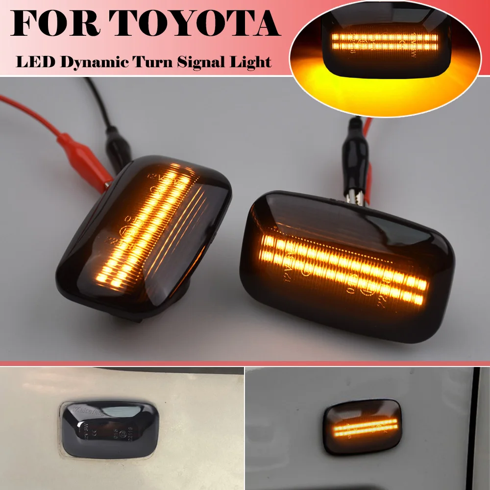 2Pcs Dynamic LED Side Marker fender Lights Flowing Turn Signal Light Side Repeater for Toyota Landcruiser 70 80 100 Series
2Pcs Dynamic LED Side Marker fender Lights Flowing Turn Signal Light Side Repeater for Toyota Landcruiser 70 80 100 Series