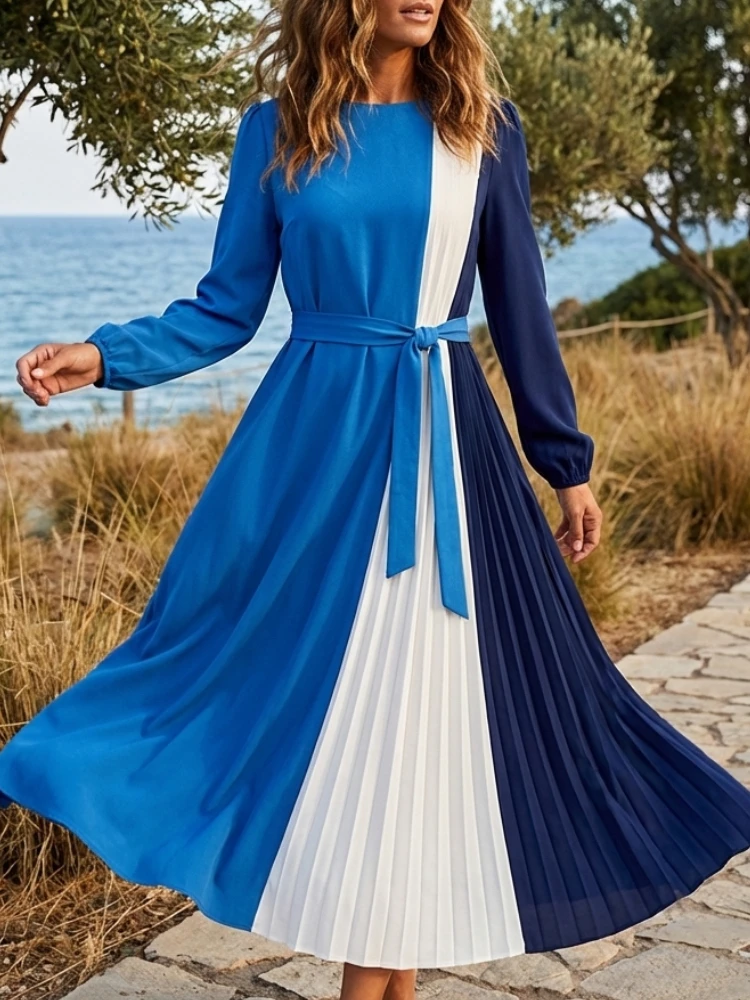 ZANZEA Women Elegant Pleated Long Dresses Fashion Contrast-Color Long Puff Sleeve Belted A-Line Maxi Dress Holiday Woman Clothes
ZANZEA Women Elegant Pleated Long Dresses Fashion Contrast-Color Long Puff Sleeve Belted A-Line Maxi Dress Holiday Woman Clothes