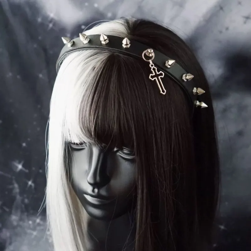 Punk Harajuku Rivet Headband Subculture Cross Hair Accessories Leather Rock Goth Hottie Headwear Japanese Lorita Headdress
Punk Harajuku Rivet Headband Subculture Cross Hair Accessories Leather Rock Goth Hottie Headwear Japanese Lorita Headdress