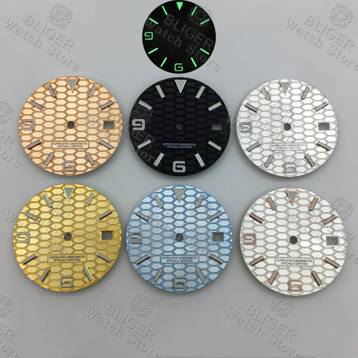 BLIGER 29 мм сотовый дизайн циферблата часов розовый небесно-голубой белый C3 Lume Face для NH35/NH36 аксессуары для модификации часов с механизмом
BLIGER 29 мм сотовый дизайн циферблата часов розовый небесно-голубой белый C3 Lume Face для NH35/NH36 аксессуары для модификации часов с механизмом