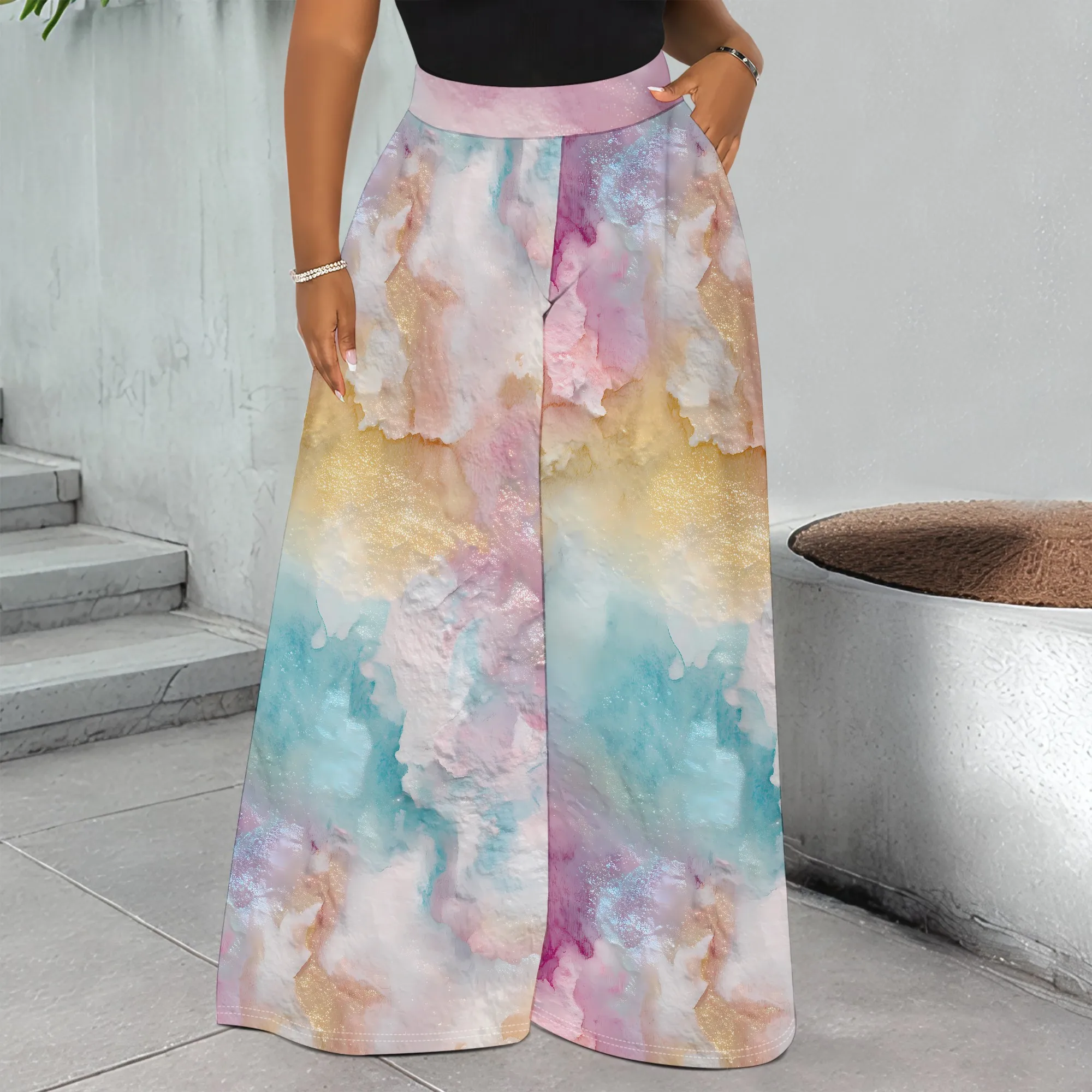 Watercolor Print Wide Leg Pants Pastel Abstract Art Trousers High Waist Pocket Palazzo Pants for Women Summer Casual Wear
Watercolor Print Wide Leg Pants Pastel Abstract Art Trousers High Waist Pocket Palazzo Pants for Women Summer Casual Wear