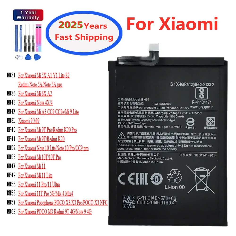 100% новый аккумулятор для Xiaomi Redmi Note K20 Mi 9 9T 10 10T Pro 4 4X 11 11T Lite 6X 5X A2 Pro Ultra Mix 4 CC9 POCO X3 Battery
100% новый аккумулятор для Xiaomi Redmi Note K20 Mi 9 9T 10 10T Pro 4 4X 11 11T Lite 6X 5X A2 Pro Ultra Mix 4 CC9 POCO X3 Battery