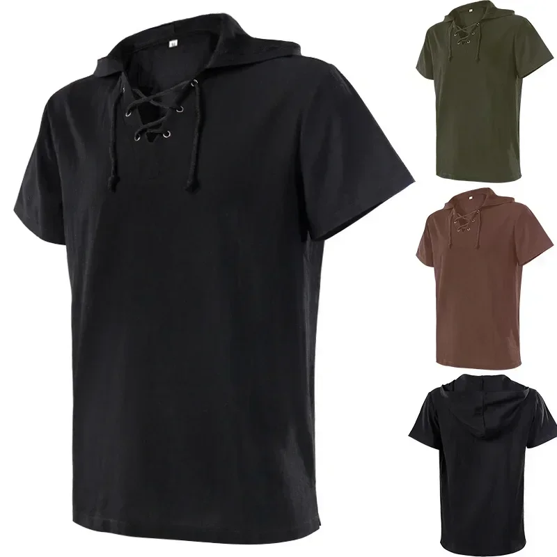 New European And American Hooded Short-sleeved Shirt Medieval Clothing Steampunk Victorian Shirt
New European And American Hooded Short-sleeved Shirt Medieval Clothing Steampunk Victorian Shirt