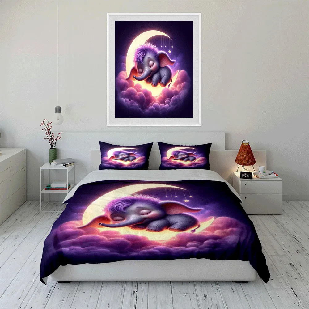"Dreamy Elephant Moonlight Set" Exquisite three-piece bedding set gift for kids and adults
"Dreamy Elephant Moonlight Set" Exquisite three-piece bedding set gift for kids and adults