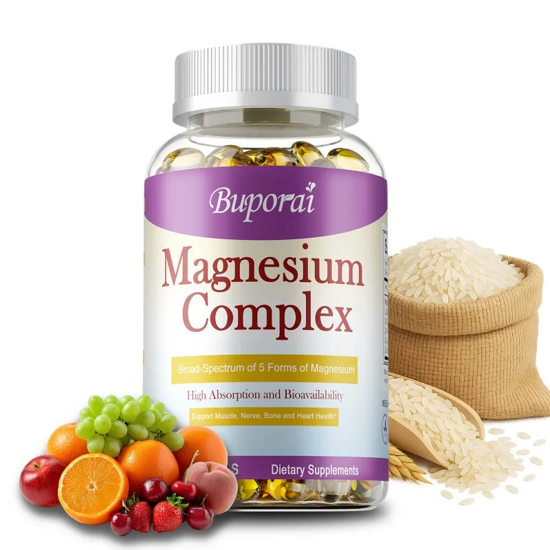 Magnesium Complex Capsules - For Sleep, Antioxidant, Brighten Skin Tone, Support Muscle, Bone, Heart Health, Enhances Immunity
Magnesium Complex Capsules - For Sleep, Antioxidant, Brighten Skin Tone, Support Muscle, Bone, Heart Health, Enhances Immunity