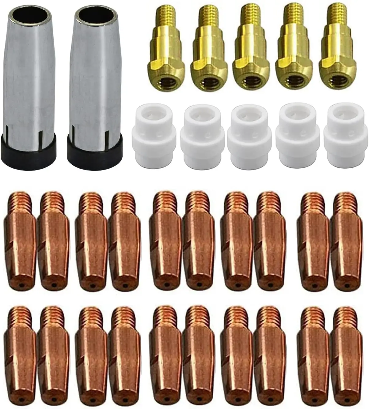 MIG MAG Contact Tips M6 .030" 0.8mm Gas Nozzle & Holder Set 32pcs for 24KD MB24 Co² Welding Torch
MIG MAG Contact Tips M6 .030" 0.8mm Gas Nozzle & Holder Set 32pcs for 24KD MB24 Co² Welding Torch