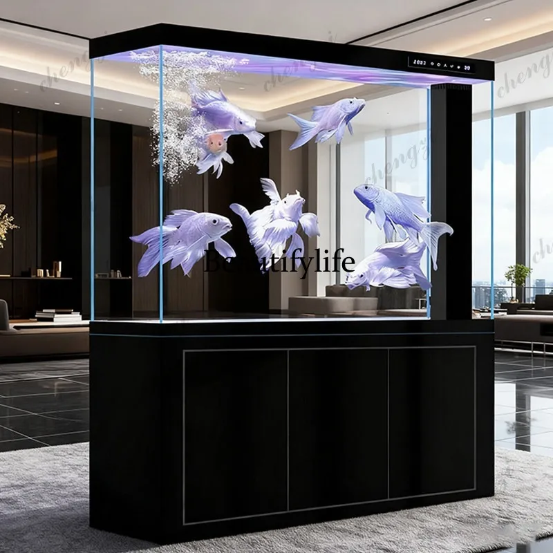 Large bottom filter aquarium, living room floor-to-ceiling lazy ecological water-free glass goldfish tank with cabinet
Large bottom filter aquarium, living room floor-to-ceiling lazy ecological water-free glass goldfish tank with cabinet