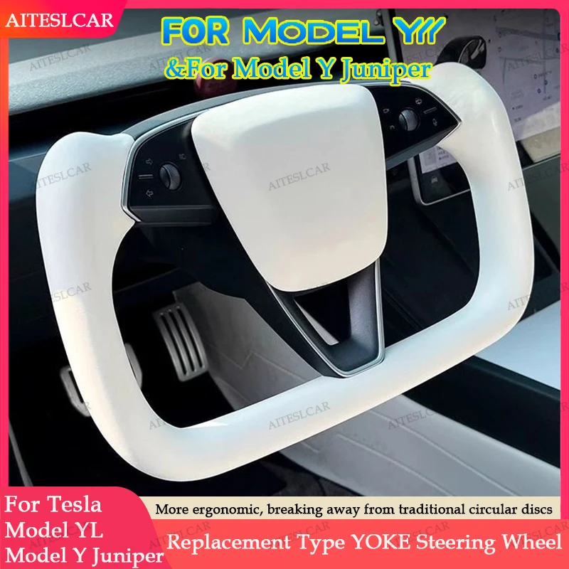 For New Tesla Model Y L / Y Juniper 350mm/377mm Yoke Handle Steering Wheel With Heating NAPPA Leather Steering Wheel Accessorie
For New Tesla Model Y L / Y Juniper 350mm/377mm Yoke Handle Steering Wheel With Heating NAPPA Leather Steering Wheel Accessorie