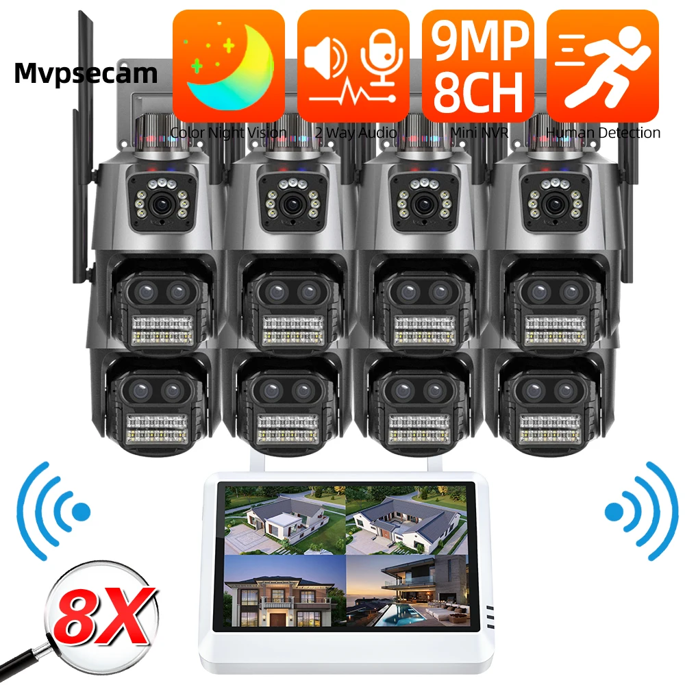 9MP H.265 PTZ WIFI IP Camera 8X Zoom 8CH Wireless 7-inch LCD Monitor NVR Kit Home Security Camera System Video Surveillance
9MP H.265 PTZ WIFI IP Camera 8X Zoom 8CH Wireless 7-inch LCD Monitor NVR Kit Home Security Camera System Video Surveillance