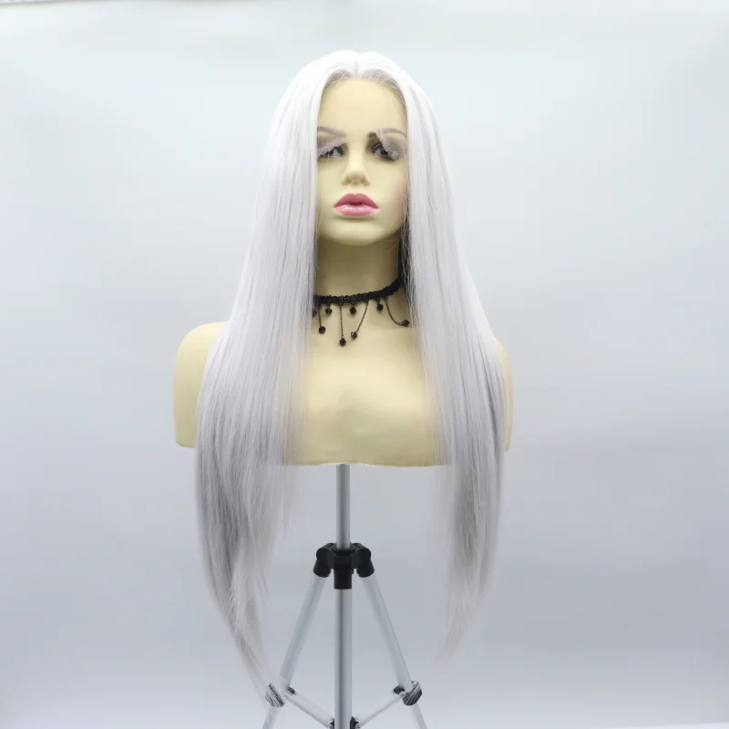 Silver-gray middle-parted long straight hair wig for women, European and American style, hand-crafted front lace, synthetic fibe
Silver-gray middle-parted long straight hair wig for women, European and American style, hand-crafted front lace, synthetic fibe