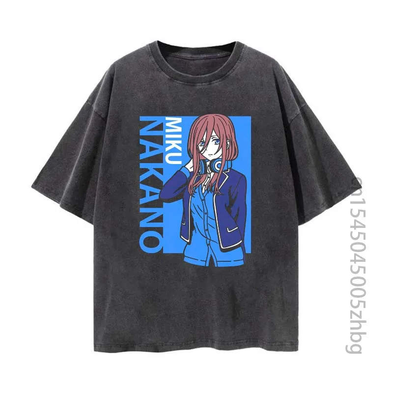 Футболка Miku Nakano с рисунком аниме для женщин, уличная одежда в стиле Харадзюку, Винтажная футболка с эффектом потертости, футболки для мужчин
Футболка Miku Nakano с рисунком аниме для женщин, уличная одежда в стиле Харадзюку, Винтажная футболка с эффектом потертости, футболки для мужчин