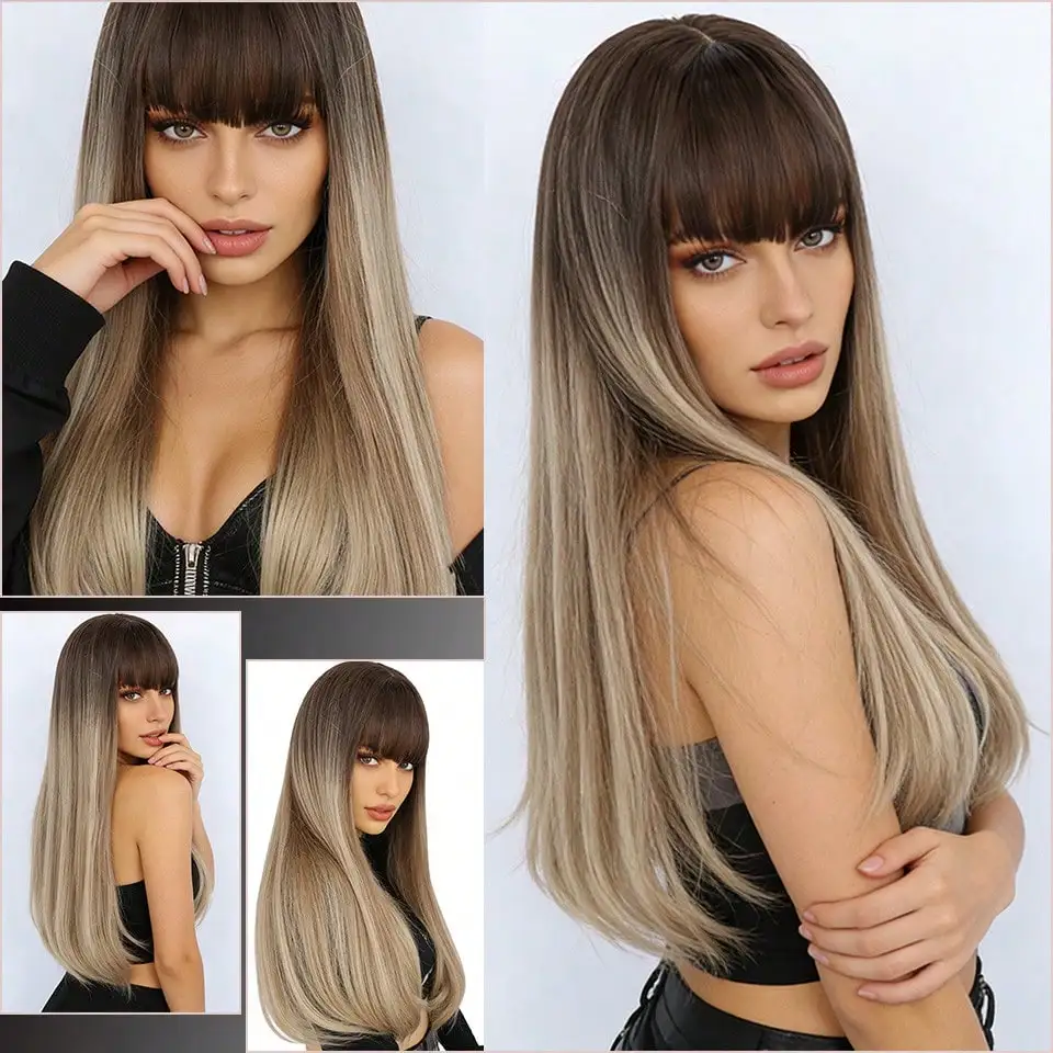 Women Long Straight Brown to Ash Blonde Wig with Bangs for Women, Synthetic Heat Resistant Hair, for Women Party Cosplay Wig
Women Long Straight Brown to Ash Blonde Wig with Bangs for Women, Synthetic Heat Resistant Hair, for Women Party Cosplay Wig