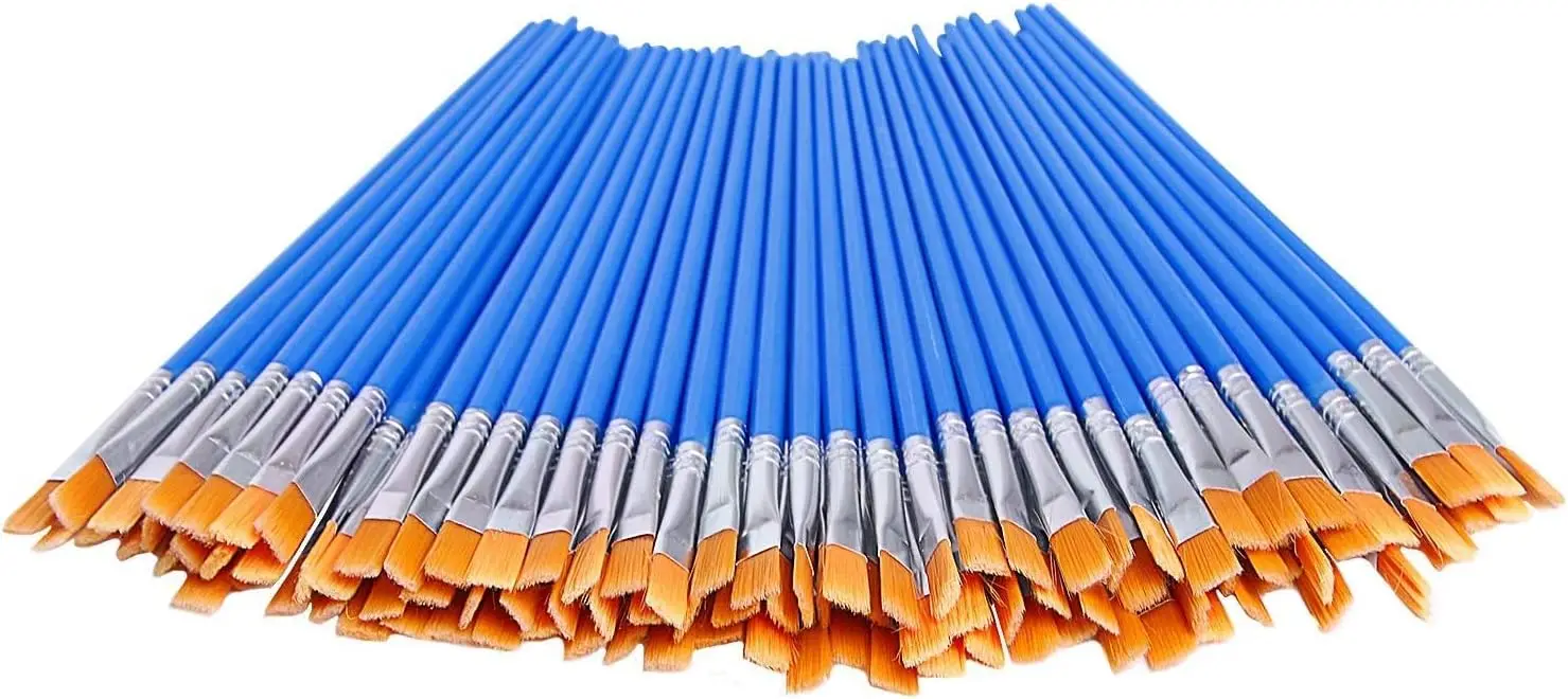 100 Pcs Flat Paint Brushes Set - Detail Acrylic Oil Watercolor Brushes for Kids, Students, Adults
100 Pcs Flat Paint Brushes Set - Detail Acrylic Oil Watercolor Brushes for Kids, Students, Adults