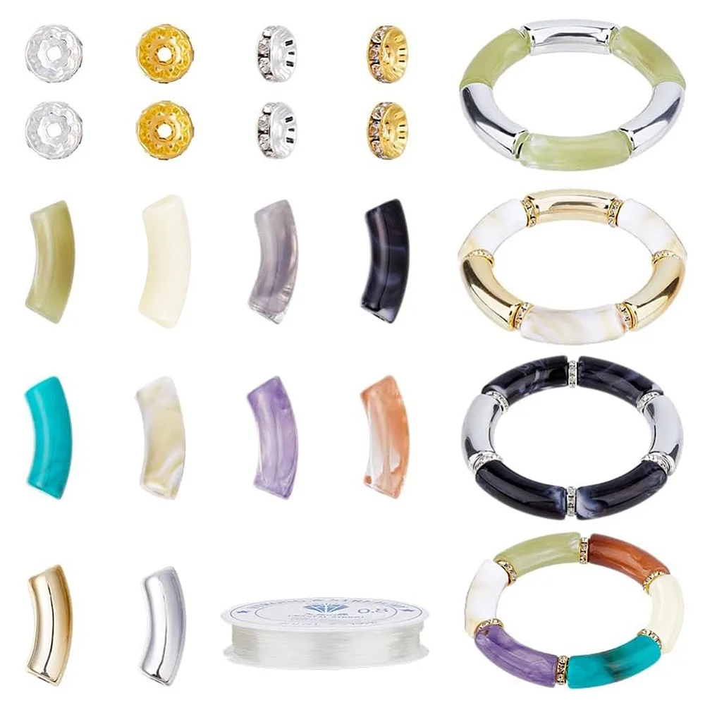 DIY Acrylic Curved Tube CCB Plastic Beads Bracelet Making Kits Mixed Color 10~36x13.5x11.5mm Hole: 2~4mm
DIY Acrylic Curved Tube CCB Plastic Beads Bracelet Making Kits Mixed Color 10~36x13.5x11.5mm Hole: 2~4mm