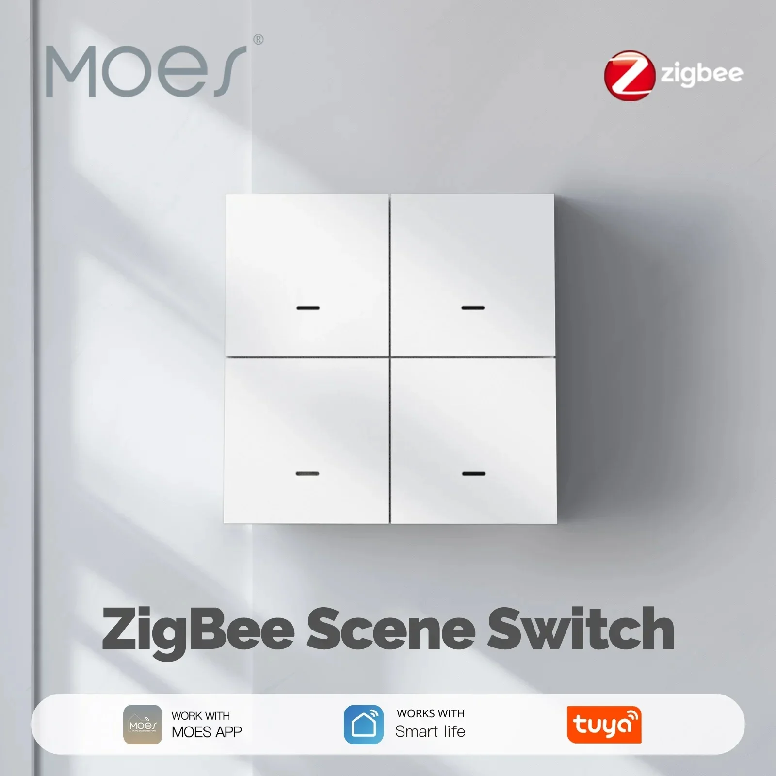 MOES ZigBee Tuya 4 Gang Wireless 12 Scene Switch Push Button Remote Controller Battery Powered for Smart Life App Automation
MOES ZigBee Tuya 4 Gang Wireless 12 Scene Switch Push Button Remote Controller Battery Powered for Smart Life App Automation