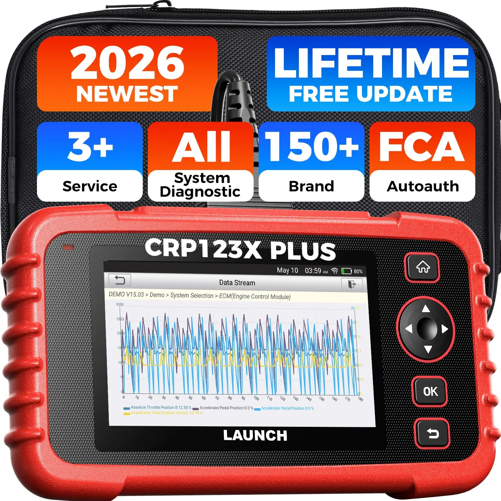 LAUNCH CRP 123X Plus All System OBD2 Scanner, 2026 Upgraded of CRP123X Car Diagnostic Tool, Lifetime Free Update, Oil SAS Throttle Reset Battery Test
LAUNCH CRP 123X Plus All System OBD2 Scanner, 2026 Upgraded of CRP123X Car Diagnostic Tool, Lifetime Free Update, Oil SAS Throttle Reset Battery Test