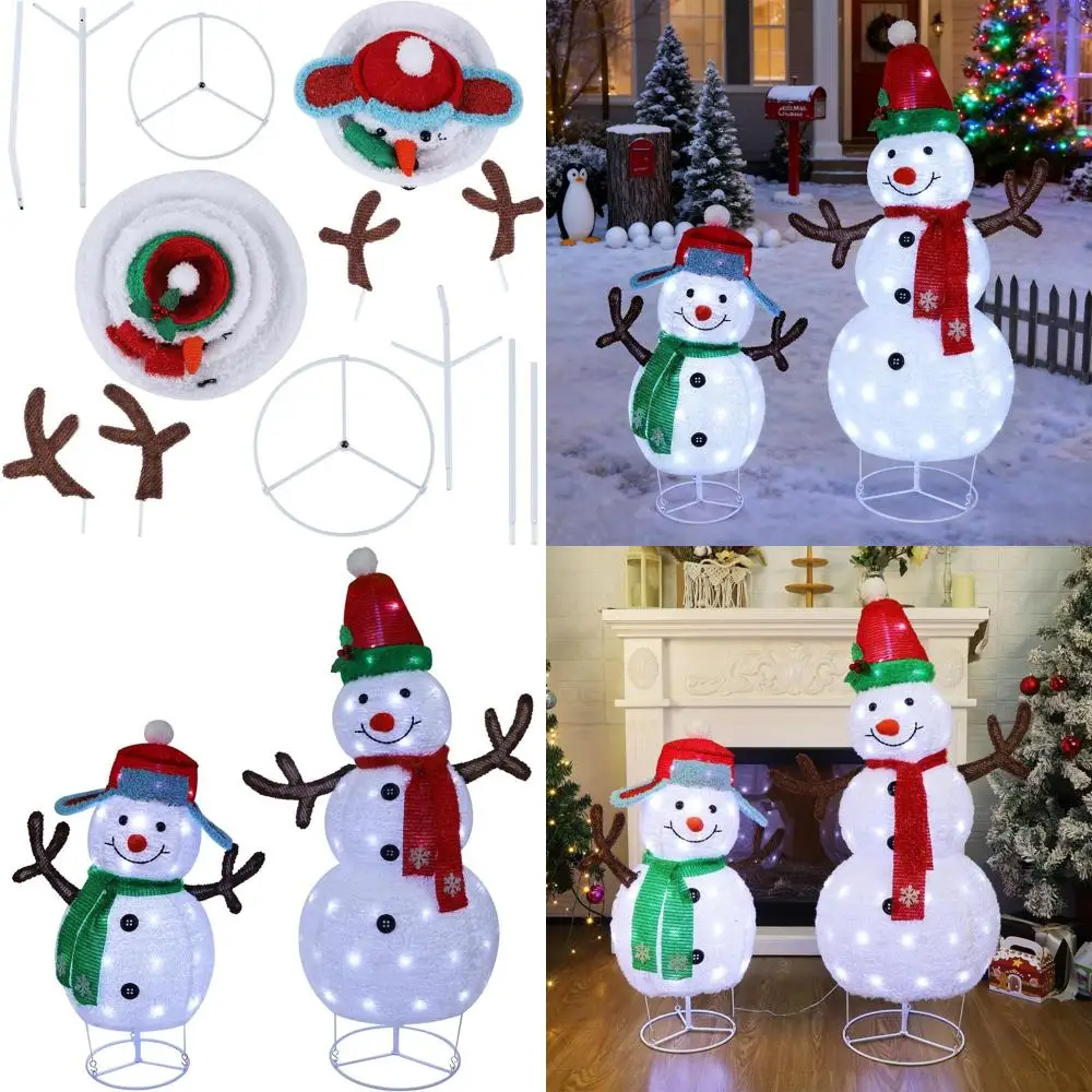 Pair of Illuminated 3.6-2.6ft Outdoor White Snowman Decorations with Lights, Pre-Lit for Christmas and Winter Holidays
Pair of Illuminated 3.6-2.6ft Outdoor White Snowman Decorations with Lights, Pre-Lit for Christmas and Winter Holidays