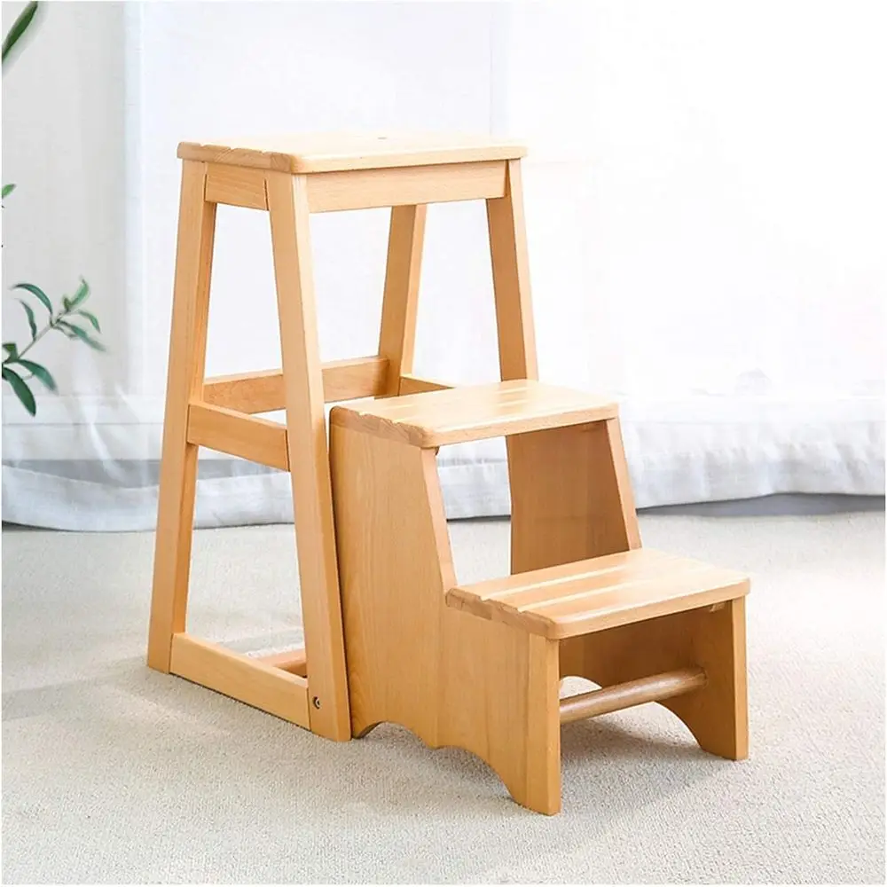 Multifunctional Wooden 3-Step Folding Stool with Handle, Brown and Natural Finish
Multifunctional Wooden 3-Step Folding Stool with Handle, Brown and Natural Finish