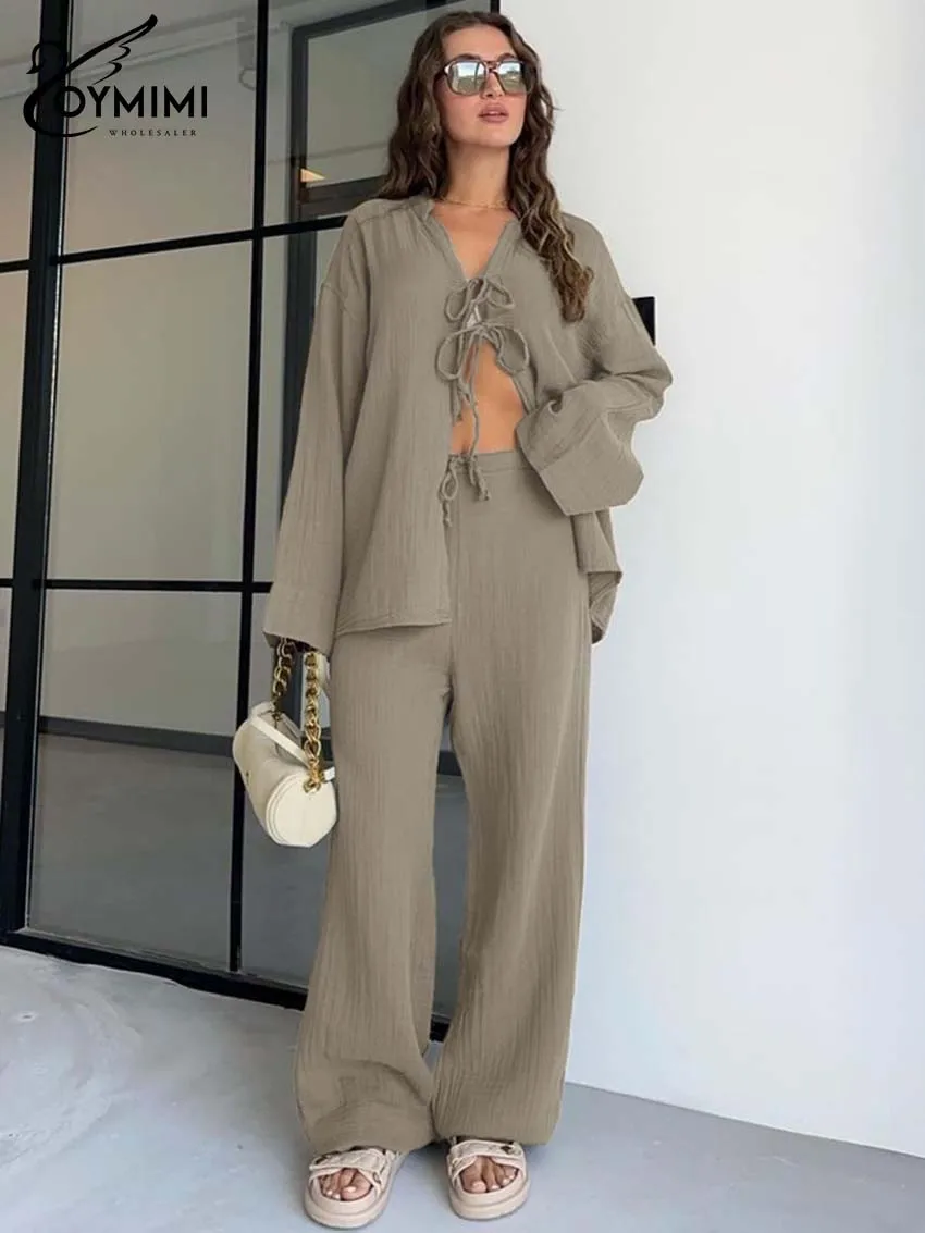 Oymimi Fashion Brown Cotton 2 Piece Sets Woman Outfit Casual V-Neck Long Sleeve Lace-Up Shirts And Drawstring Straight Pants Set
Oymimi Fashion Brown Cotton 2 Piece Sets Woman Outfit Casual V-Neck Long Sleeve Lace-Up Shirts And Drawstring Straight Pants Set