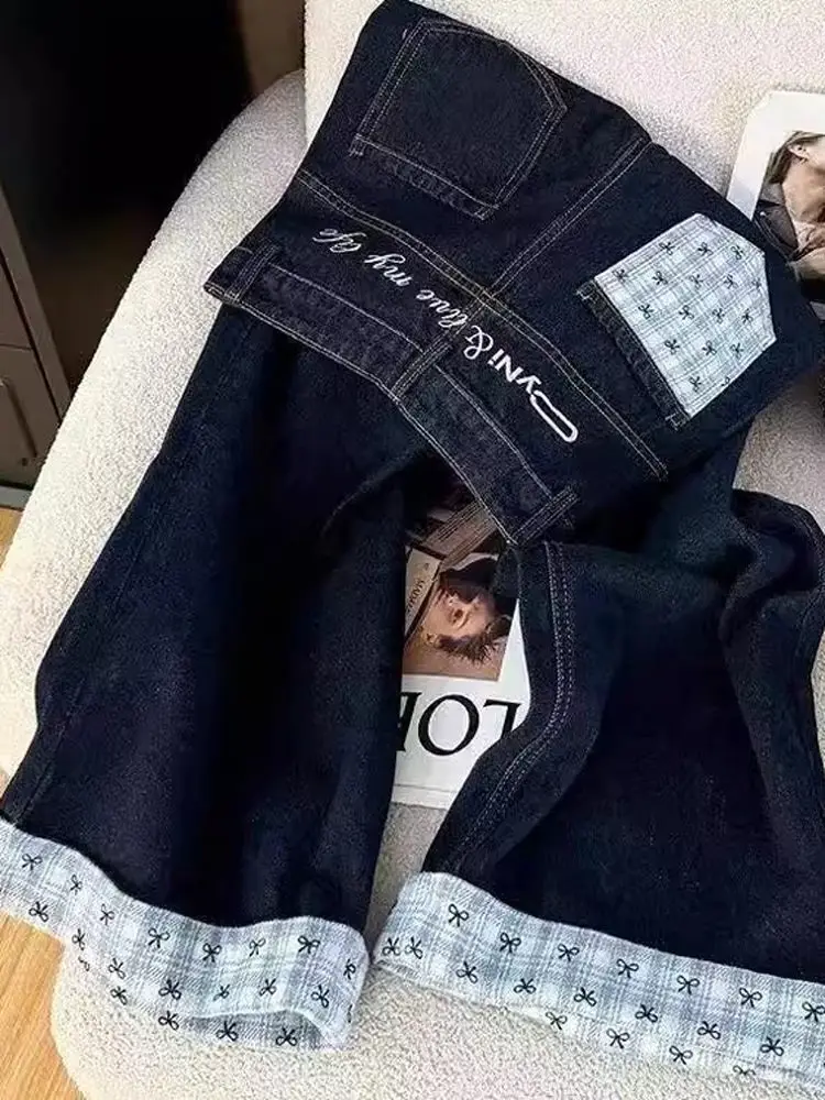Retro Plaid Splicing Straight Leg Denim Pants Women's Spring Large Size Fat MM Design Sense Knot Flip Wide Leg Long...
Retro Plaid Splicing Straight Leg Denim Pants Women's Spring Large Size Fat MM Design Sense Knot Flip Wide Leg Long...