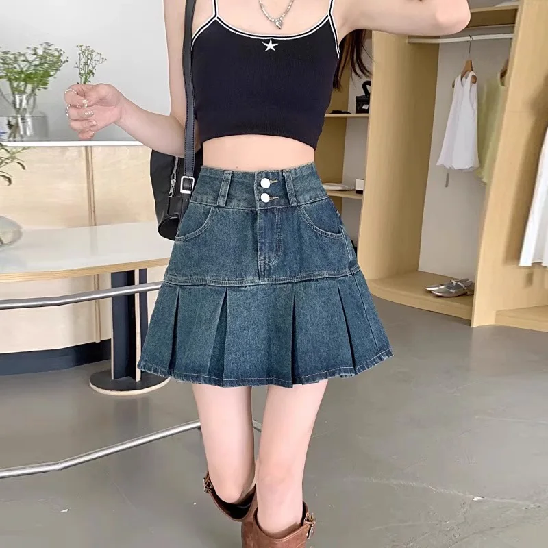 Summer Plus Size High Waisted Pleated Denim Skirt A Line Bodycon Short Skirt
Summer Plus Size High Waisted Pleated Denim Skirt A Line Bodycon Short Skirt