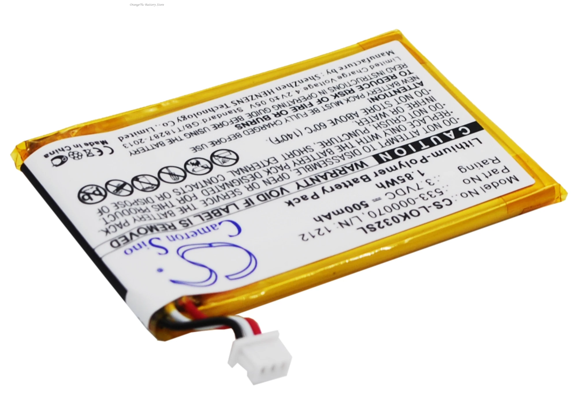 Replacement 3.7V 500mAh Keyboard Battery 533-000070 L/N: 1212 for Logitech Ultratin Keyboard Cover Y-R0032
Replacement 3.7V 500mAh Keyboard Battery 533-000070 L/N: 1212 for Logitech Ultratin Keyboard Cover Y-R0032